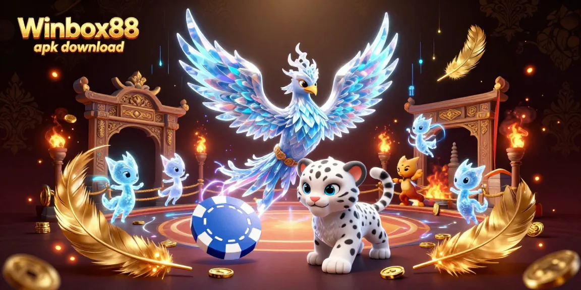 Winbox88 apk download offers a vibrant 3D scene showcasing exclusive gaming features for players.