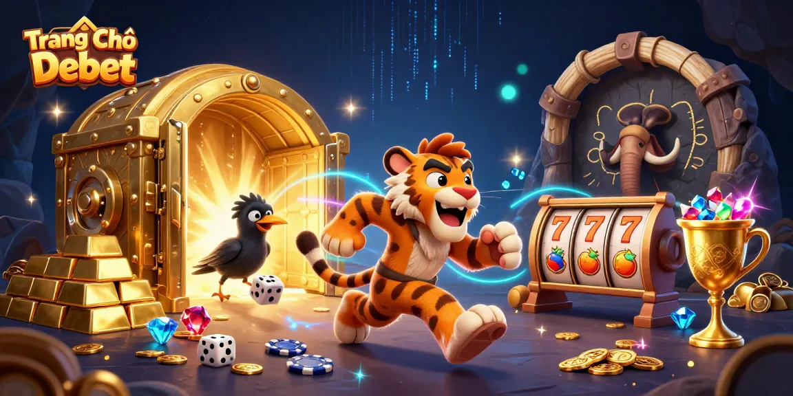 Engage in thrilling gameplay at Trang Chủ Debet with vibrant slot machines amid treasures.