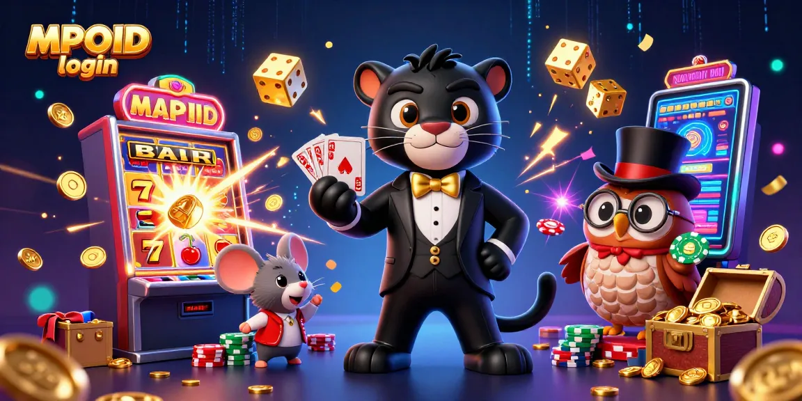 Engage with your MPOID login experience while exploring casino gameplay alongside a stylish panther and friends.