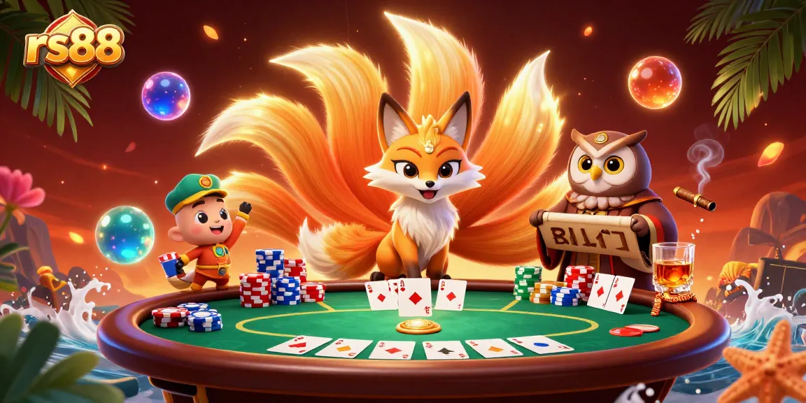 Experience thrilling gameplay at rs88 with a vibrant nine-tailed fox spirit and poker elements.