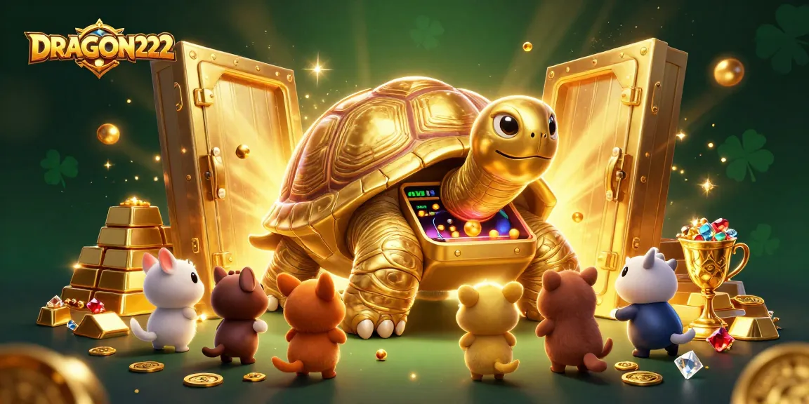 Spin the reels with DRAGON222 in this vibrant casino-themed 3D illustration bursting with treasures!