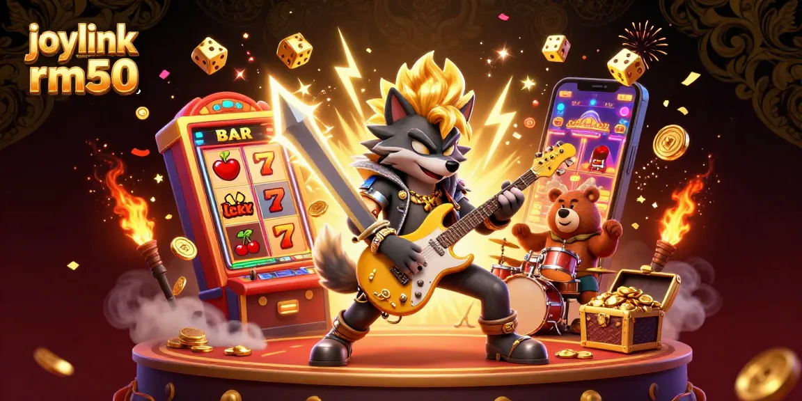 Experience the thrill of joylink free credit rm50 with a lively casino scene featuring dynamic characters and vibrant slots.