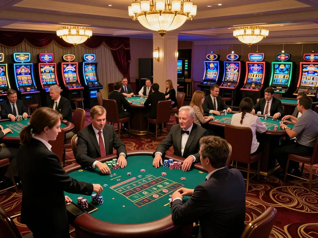 Players engage in strategic gameplay at b52 club's blackjack table, illuminated by warm casino lighting.