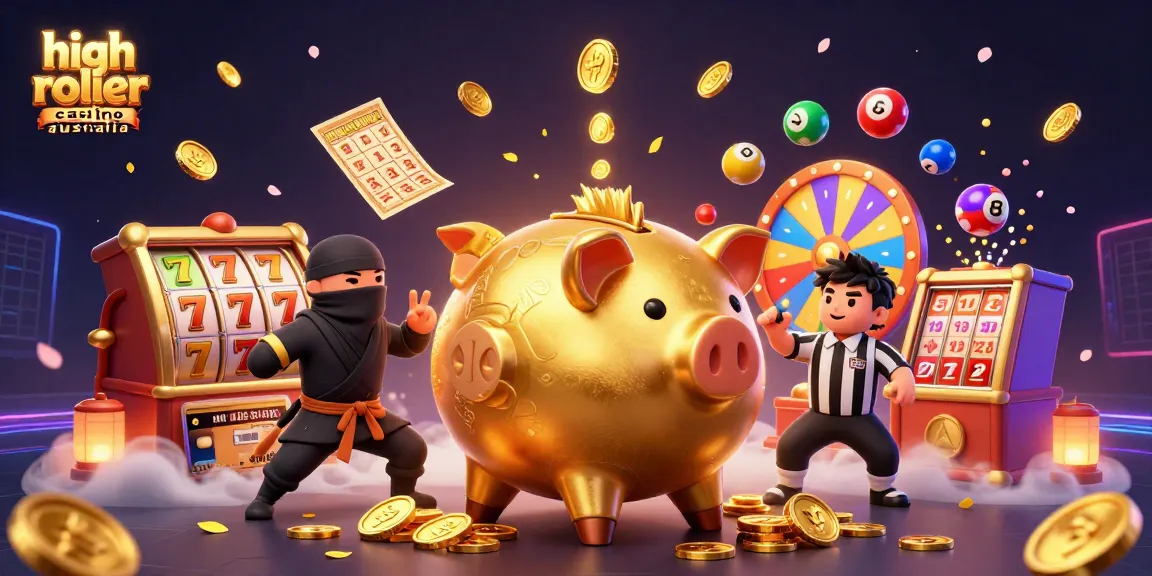 Experience vibrant action at a high roller casino Australia, with golden characters and lively games.