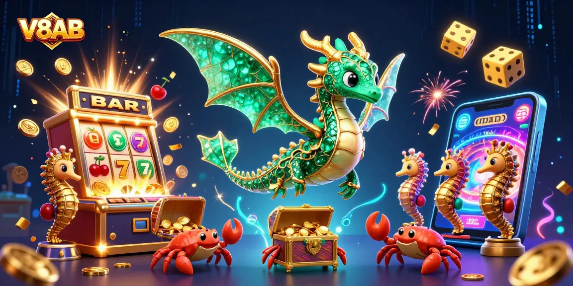 Experience thrilling gaming action at V8AB with dazzling 3D treasure scenes and jackpot excitement.