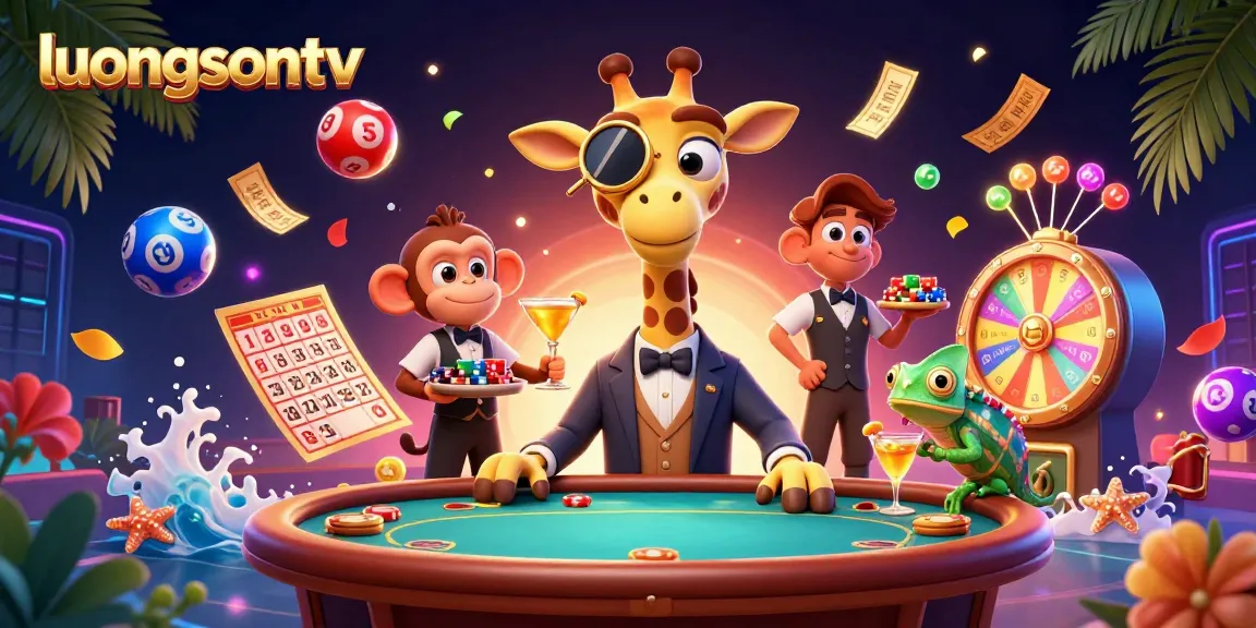 Experience the excitement of luongsontv with a vibrant 3D casino scene featuring dynamic gaming elements.