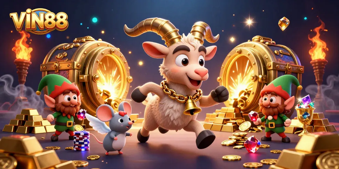 Experience the thrill of VIN88 with playful characters in a lively casino atmosphere.