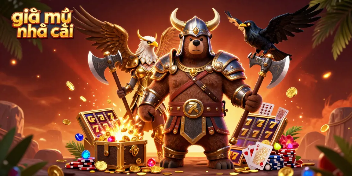 Play the exciting game of giải mã nhà cái as a Viking bear and Valkyrie eagle explore treasures