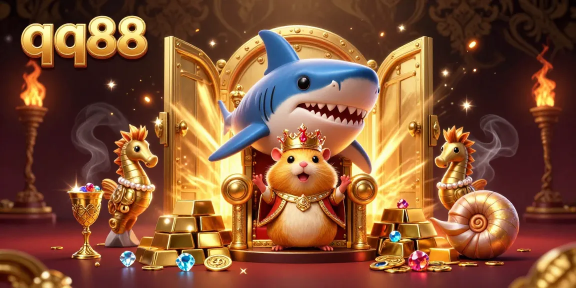 Experience thrilling adventures at qq88 with a fierce hamster king amidst dazzling casino riches.