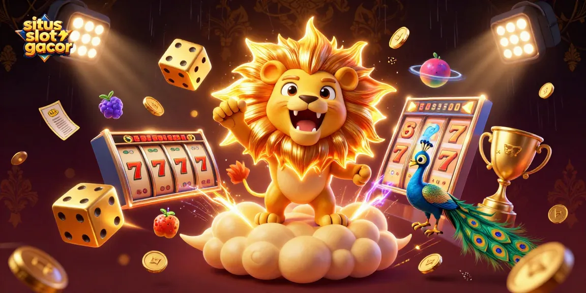 Experience the excitement of situs slot gacor with vibrant slot reels and dynamic characters in a stunning 3D scene.