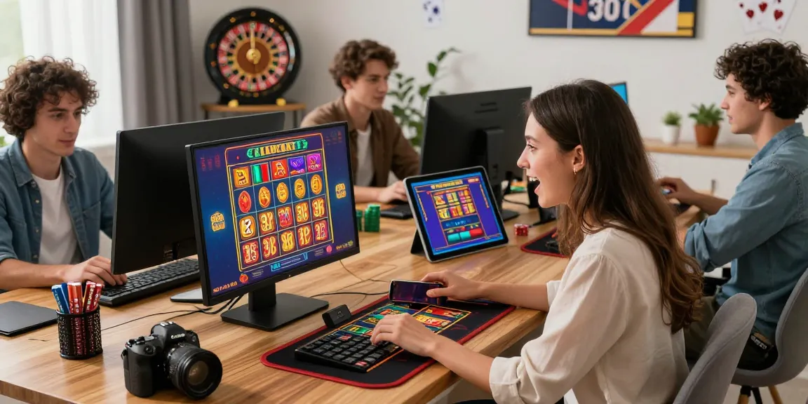 Exciting online gaming at credit card casinos featured at https://brcs.co.uk with diverse players enjoying a jackpot.