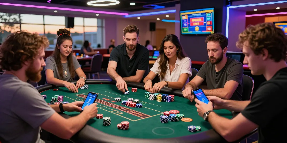 Exciting scene at a credit card casino capturing players engaged in games and checking https://eviz.org.uk bonuses.