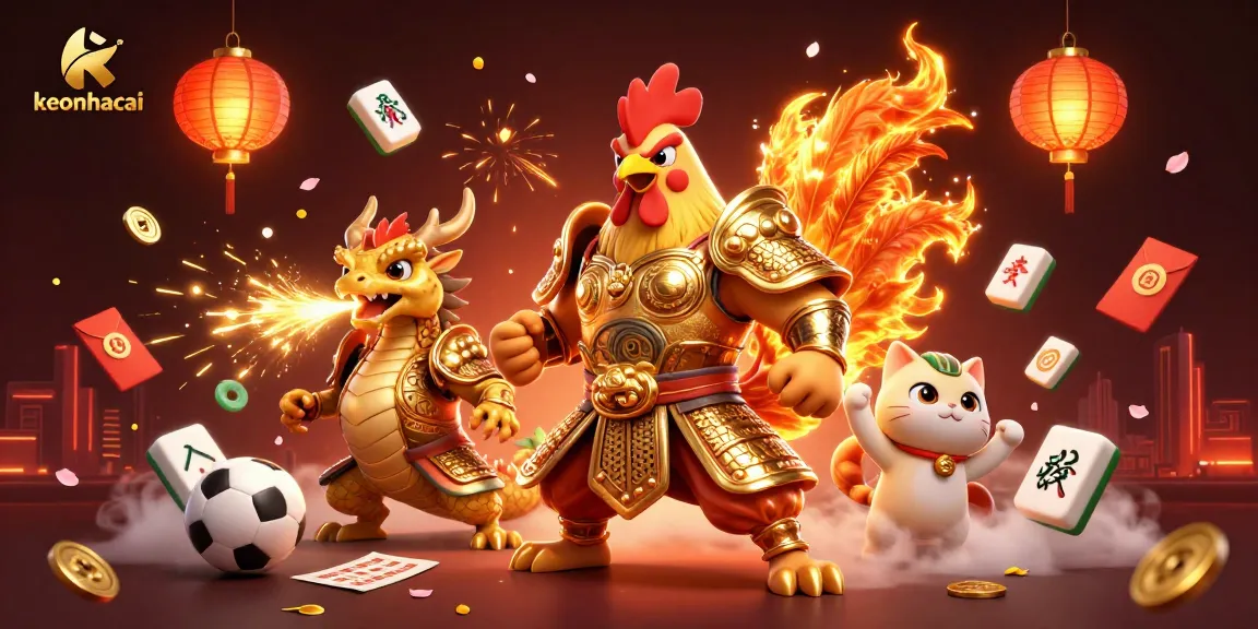 Experience thrilling sports betting action with keonhacai's fighting rooster and dragon warriors.