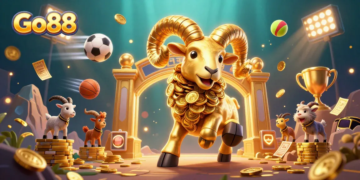 Go88 showcases thrilling gameplay amidst golden ram and dynamic sports elements.