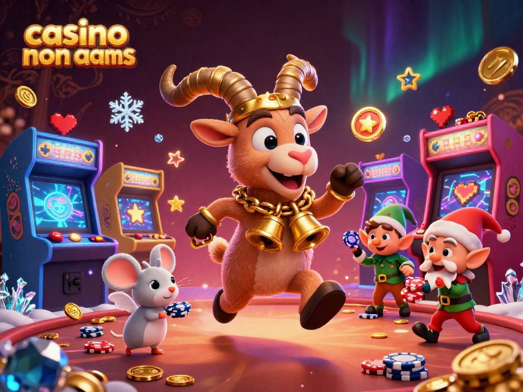Gioca nei casino non AAMS con un'illustrazione colorata e vivace di Krampus e elf gremlins che rubano chip
