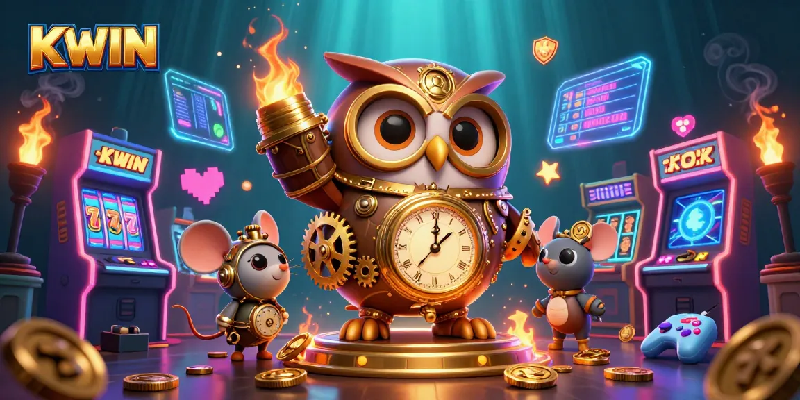 KWIN enhances gaming excitement with a time-traveling owl and vibrant slot machine elements!