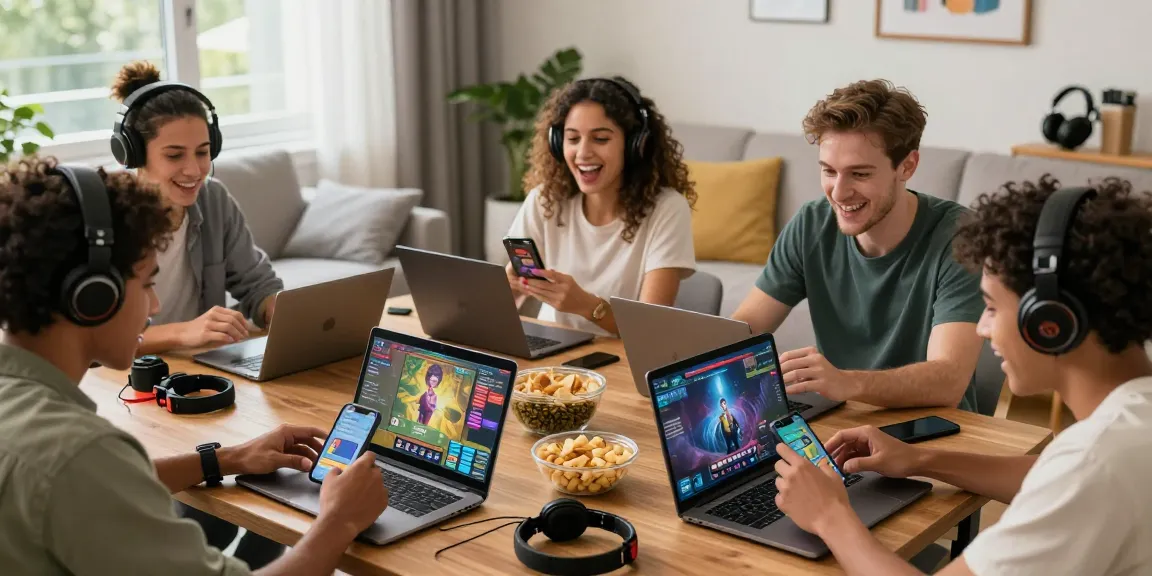 Nhóm bạn chơi game B52 sôi động trong phòng khách ấm cúng