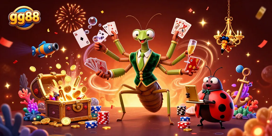 Experience exciting gameplay at gg88 with a vibrant casino scene featuring unique characters and gaming elements.