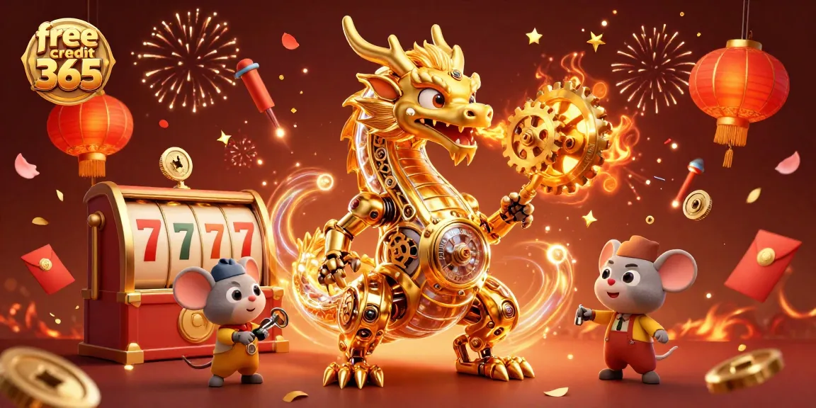 Experience exhilarating gaming with free credit 365 in a vibrant 3D casino scene featuring luck and celebration.