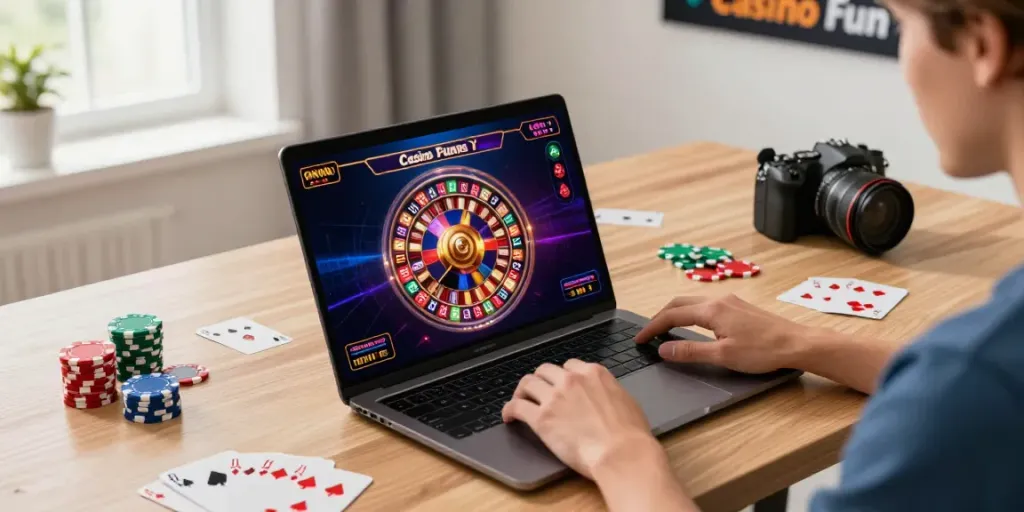 Exciting gaming scene showcasing Casino Gratuit sans depot with vibrant online casino setup and engaging decor.