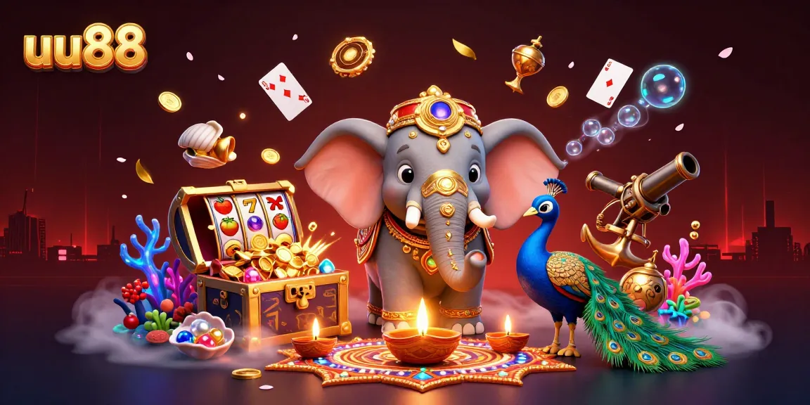 uu88 immerses players in a vibrant casino experience with jewelry, gold coins, and festive details.