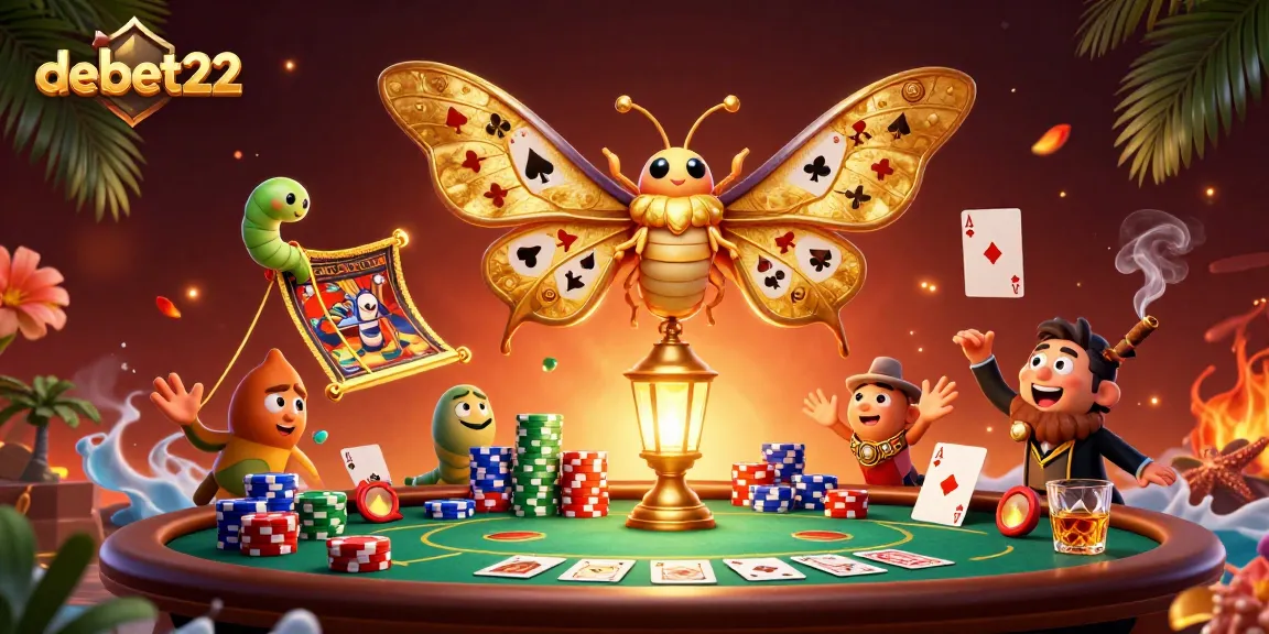 Experience the thrill of debet22 with a vibrant 3D carnival of casino games, champions, and majestic designs showcasing the excitement.