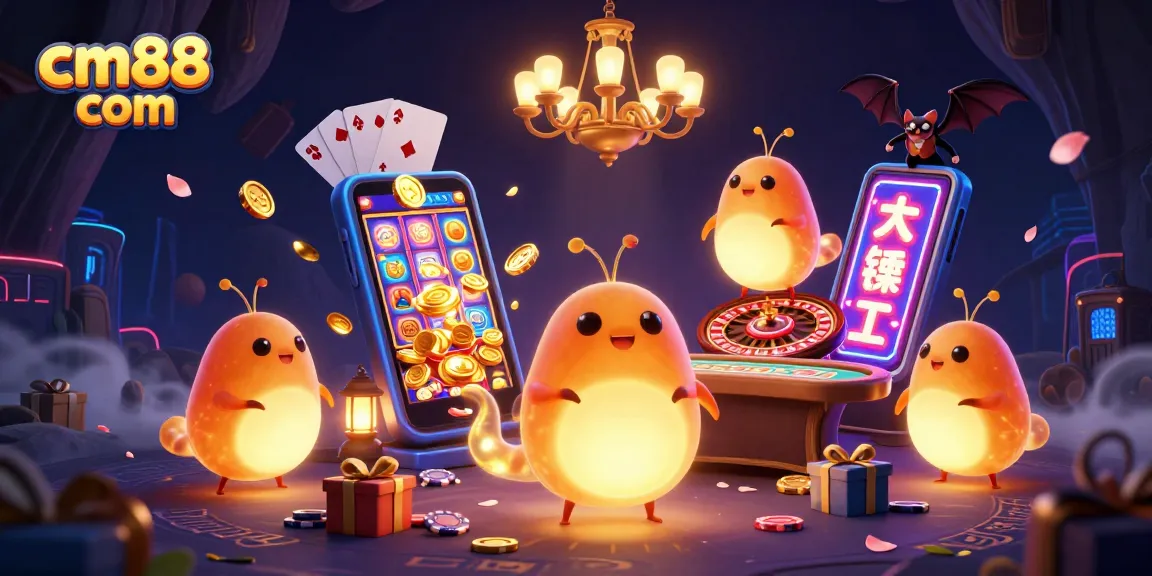 Play exciting casino games at cm88 com, surrounded by vibrant characters and dynamic gaming elements.