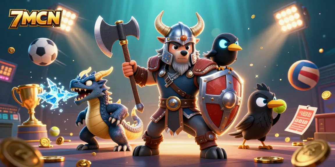 Experience thrilling action with 7MCN as Viking warriors and dragons engage in sports betting excitement.
