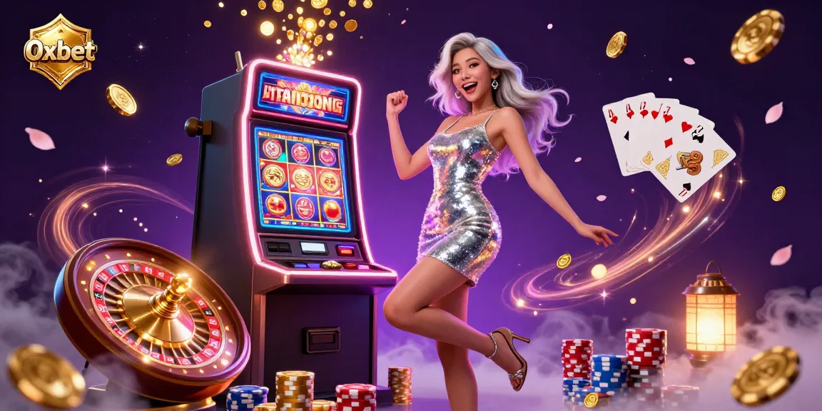 Experience the excitement of Oxbet with a winning jackpot celebration in a vibrant casino setting.