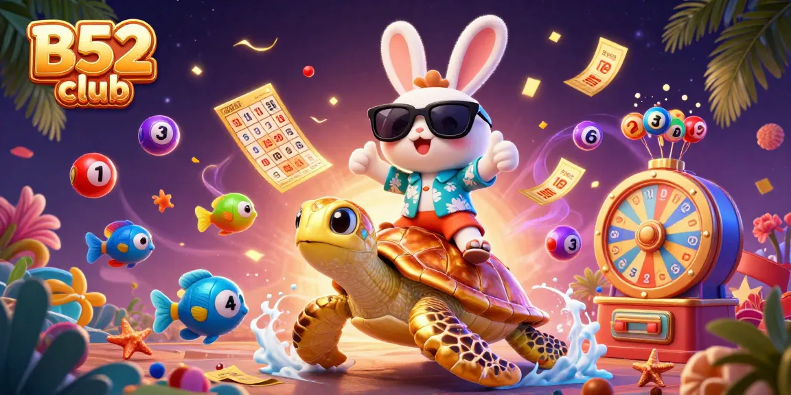Experience thrilling wins at B52 club with vibrant games and engaging characters in a colorful casino scene.