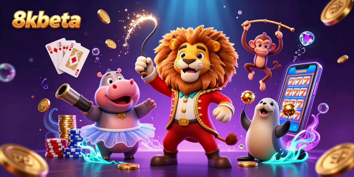 Experience thrilling gaming adventures at 8kbeta, showcasing animated characters and dazzling casino elements.