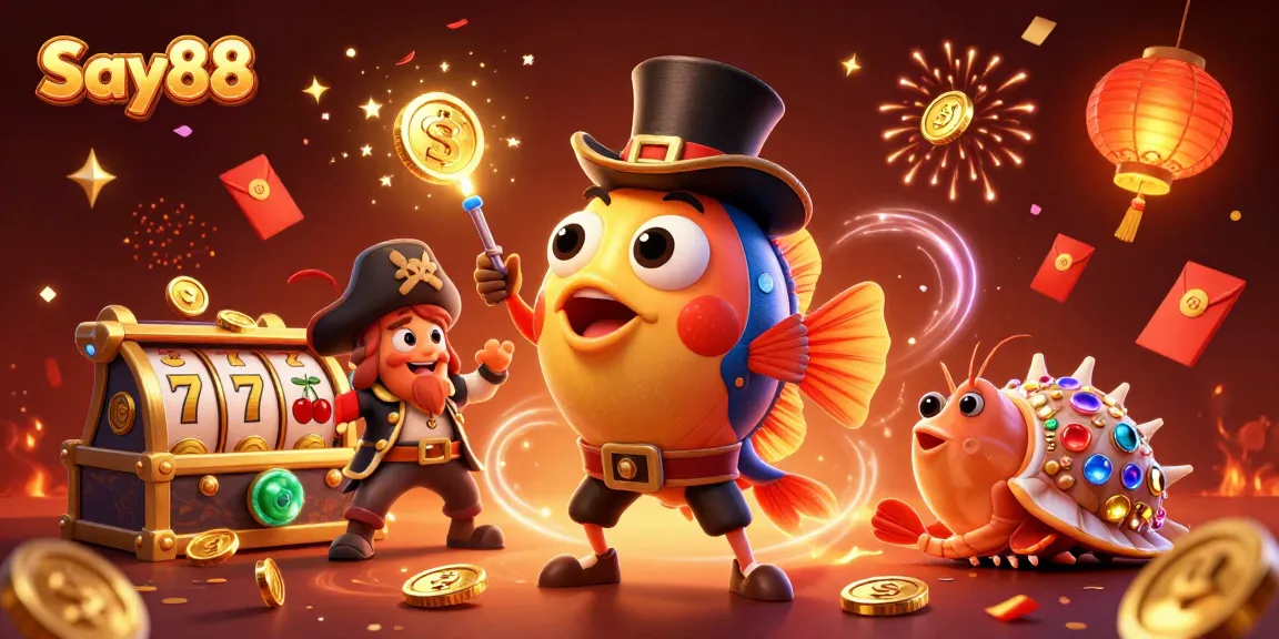 Engage with Say88's exciting online casino atmosphere, featuring a magical anglerfish and treasures.