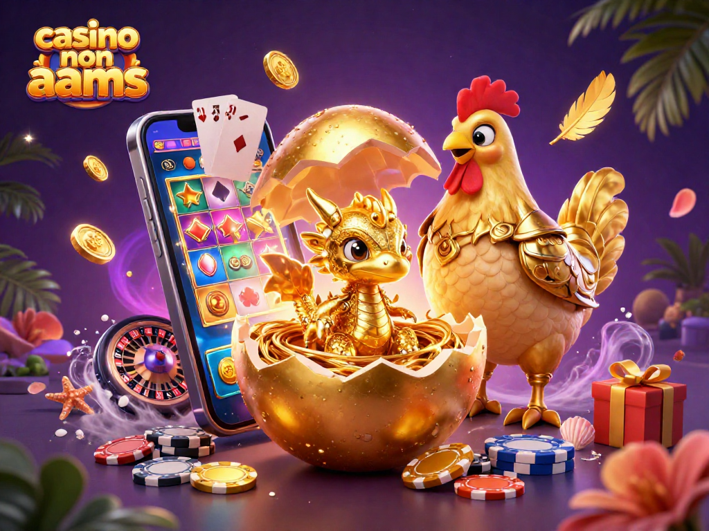Vinci al casino non aams con un'illustrazione 3D di un drago d'oro tra fiches da poker.