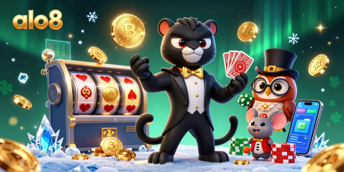 Visit alo8 and enjoy a stylish casino scene with charming characters and vibrant gaming elements.