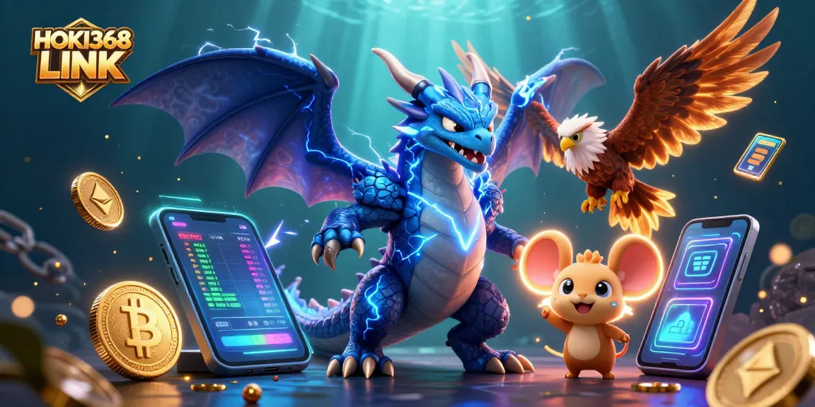 Engage with the thrilling HOKI368 LINK experience in this dynamic 3D gambling scene.