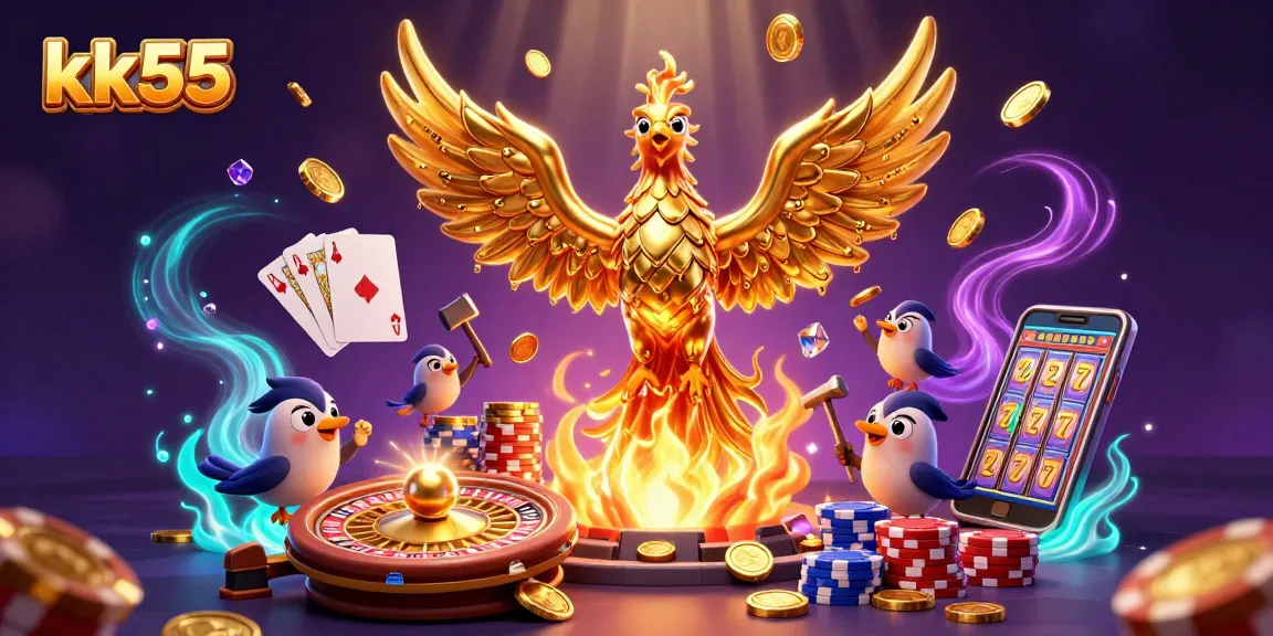Experience thrilling gameplay at kk55 with golden phoenix and casino elements glistening.