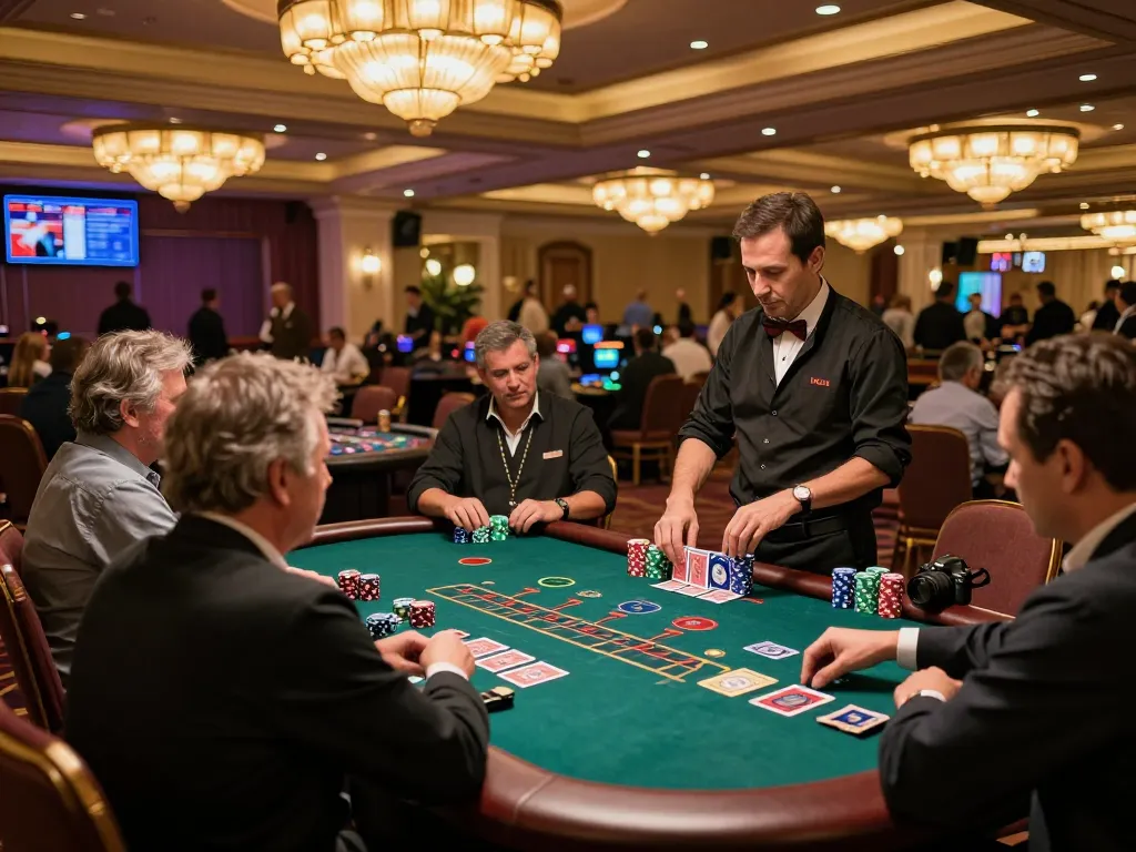Players strategizing at a blackjack table in a luxurious casino while enjoying vin88lk gaming experience.