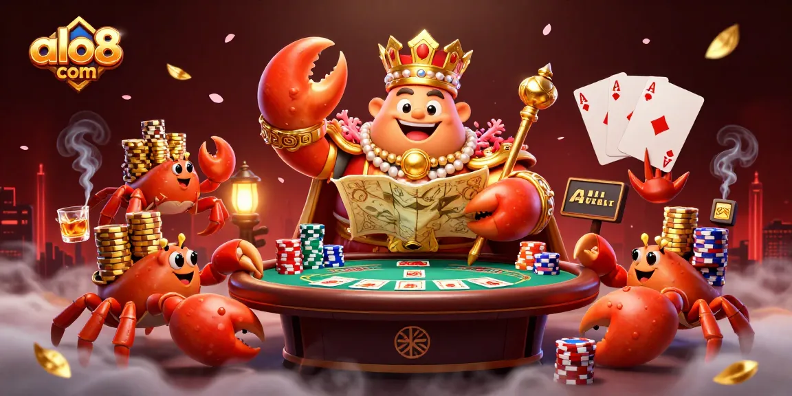 Engage in exciting gameplay at alo8 com with a 3D golden crab emperor leading the scene.