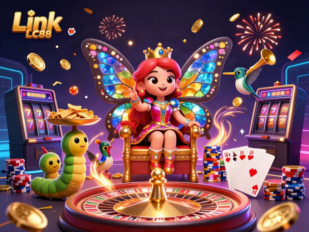 Engage in thrilling gaming experiences with Link LC88, featuring vibrant casino characters and dynamic elements.