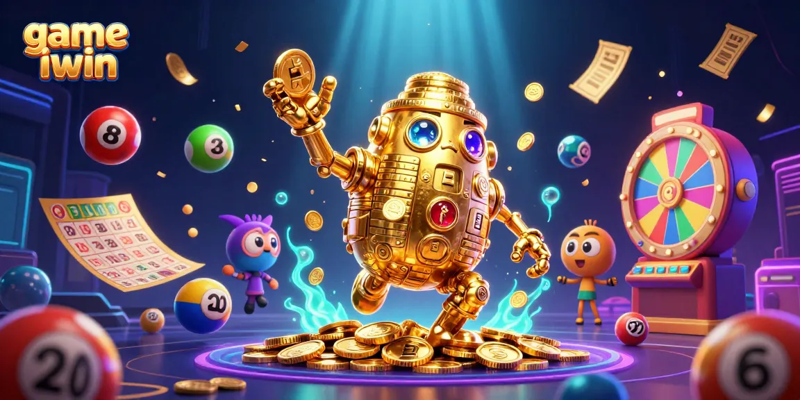 Engage with game iwin as the golden golem springs to life amidst vibrant lottery elements.