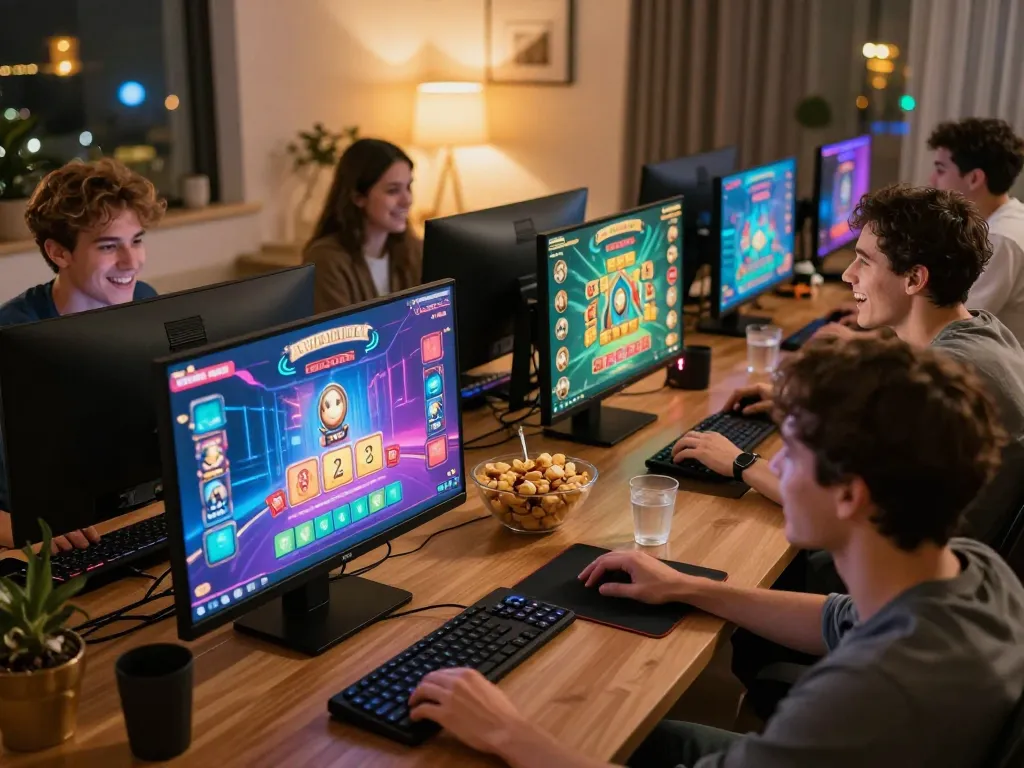 Players enjoying H5 browser play at home, engaged in online casino games in a cozy setting.