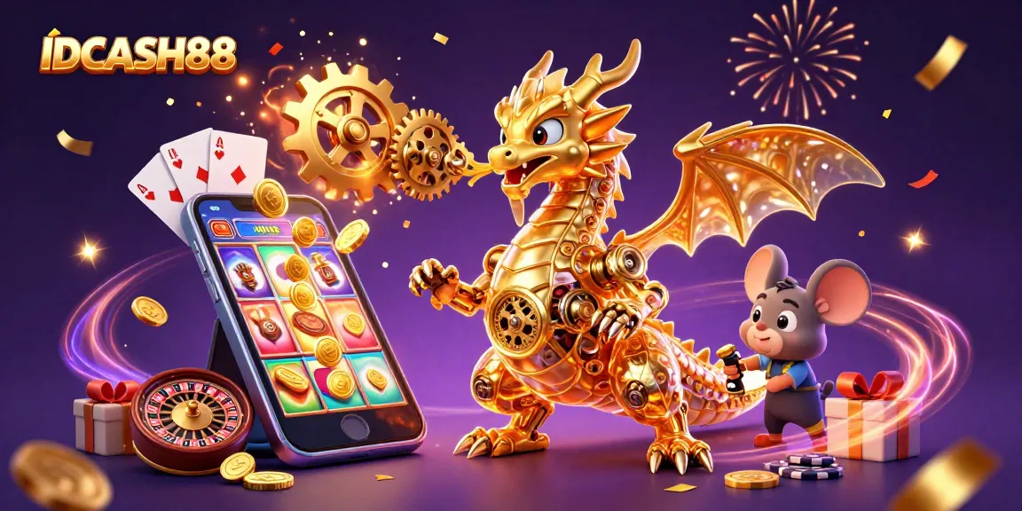 Engage with IDCASH88's thrilling slot experience featuring a splendid dragon, colorful games, and excitement!