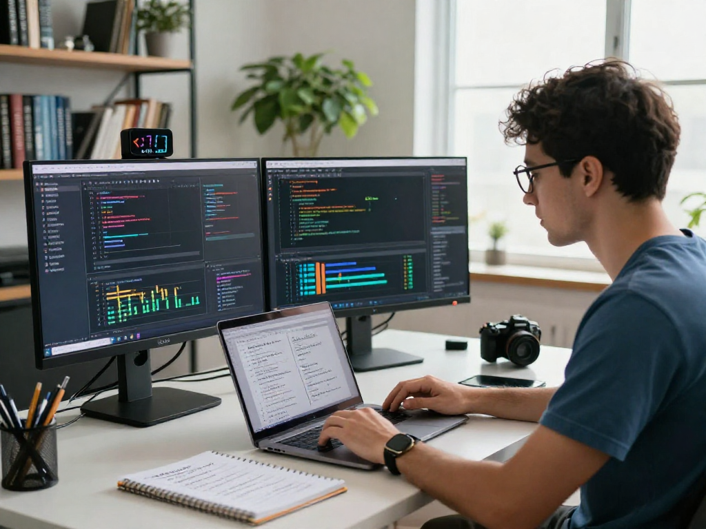 Real-time forex data analytics setup using offshore CNY forex API in a modern workspace.