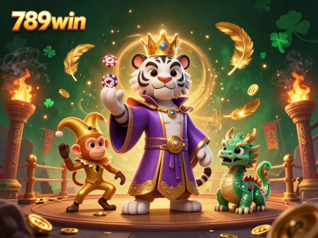 Experience thrilling excitement at 789win with a dynamic casino scene featuring majestic characters and vibrant details.