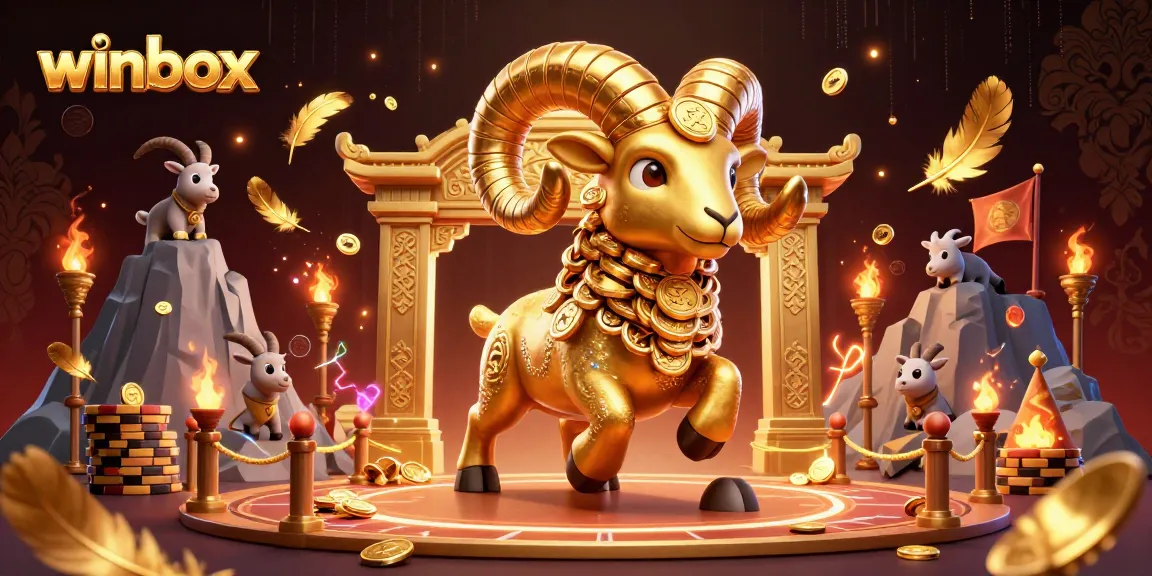 Experience the thrill of winbox with a charging golden ram, showcasing an epic gambling scene with vibrant energy.