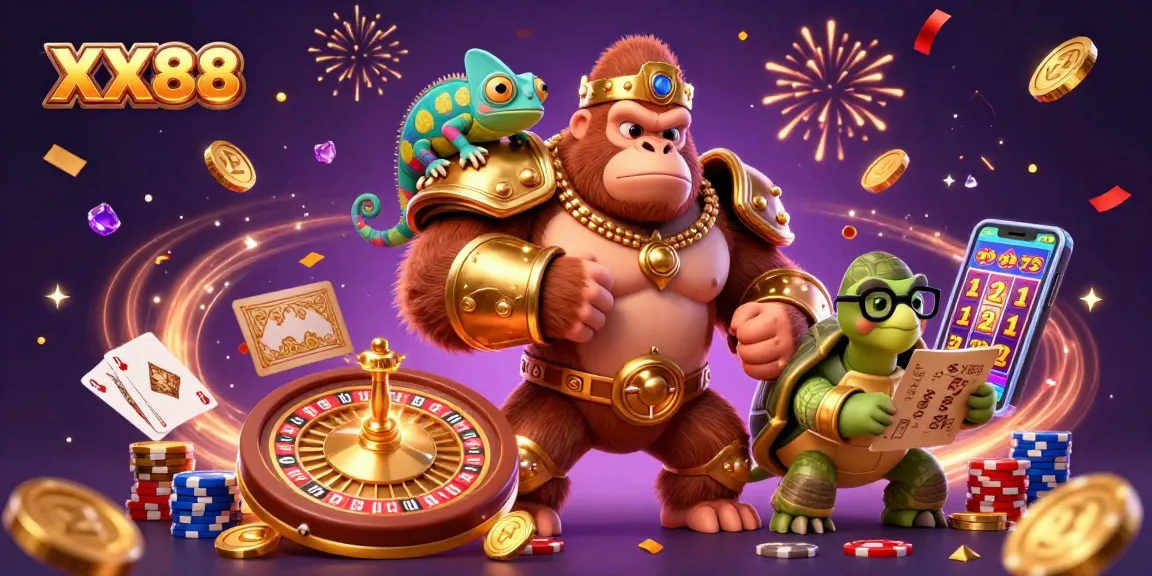 Engage with the exciting world of XX88 and experience vibrant online gaming through this dynamic 3D illustration.