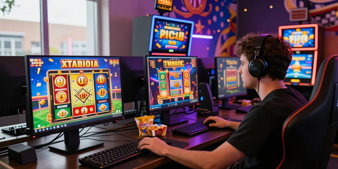 Pemain slot online Super59 yang penuh warna dan promosi, suasana meriah.
