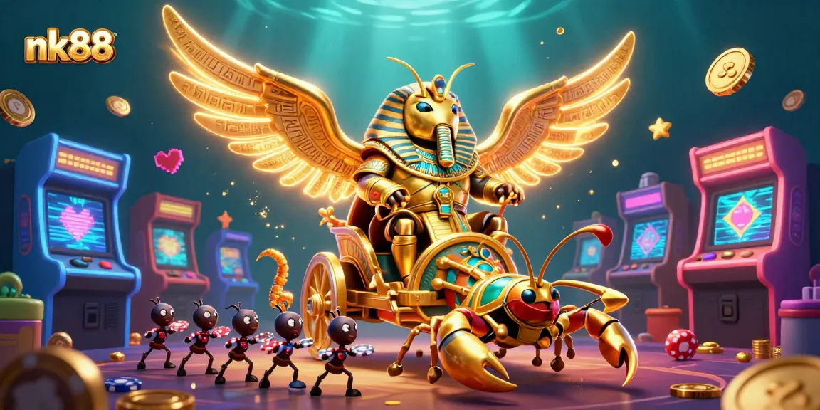 Experience thrilling gaming with nk88, featuring dynamic casino characters amidst vibrant visuals.