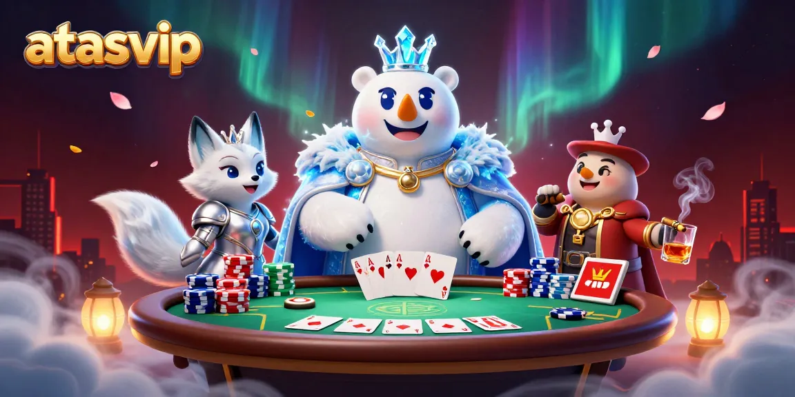 Win big at the atasvip casino with poker and vibrant game elements swirling around.