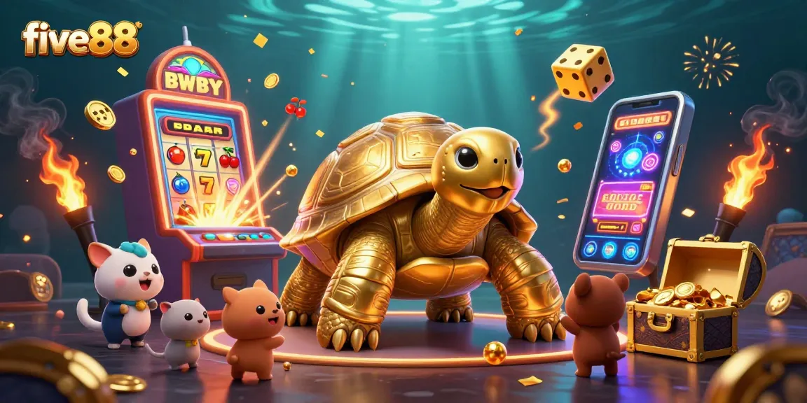 five88 offers an exciting slot gaming experience with golden tortoise and vibrant jackpot elements.